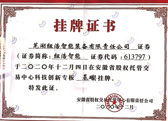 掛牌證書